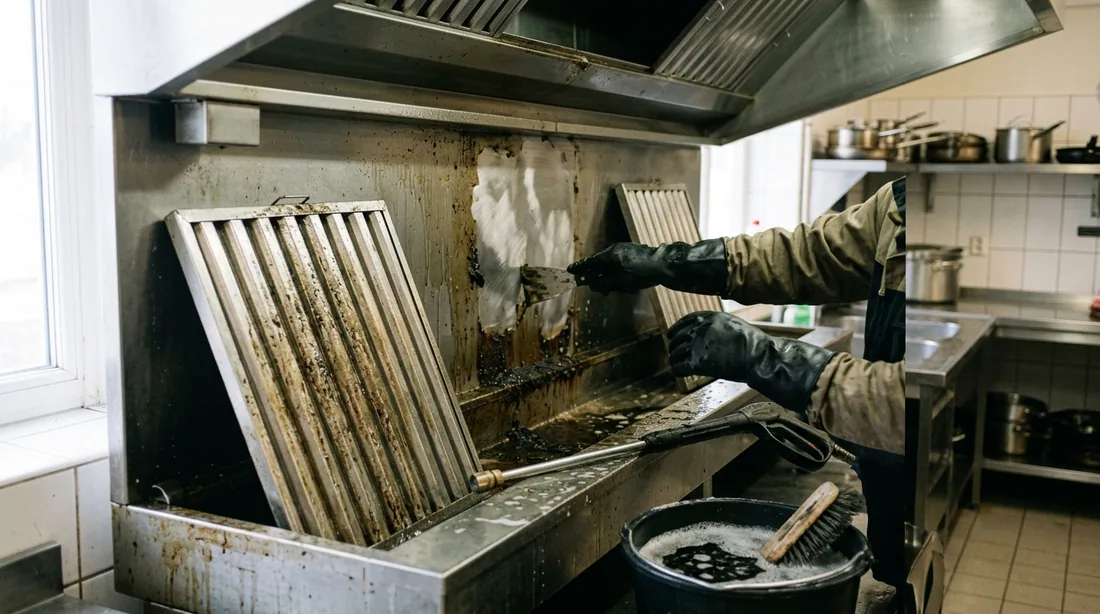 Baffle filters pulled and run through a hot caustic soak or pressure wash, then the plenum and — Billings, MT